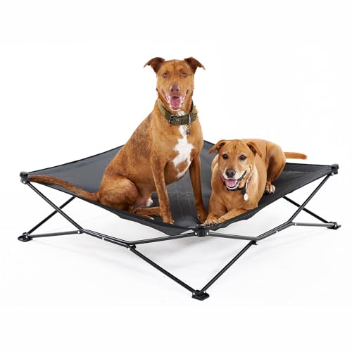 Coolaroo On-The-Go Elevated Dog Bed - Foldable Pop-Up Travel Dog Bed with Breathable, Moisture-Resistant Fabric, Carry Bag Included, Lightweight & Portable, Steel Gray, Extra Large - color: Steel Grey, style: King