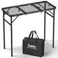 Anbte 3ft Tri-fold Grill Table, 2 Adjustable Heights Max 29.5" Sturdy Metal Grill Table with Storage Bag, Heat-Resistant Tabletop, Portable Handle for Cooking BBQ Outdoor Travel, 35" x 16", Black - size: 35.4“L x 16"W x 29.5H"
