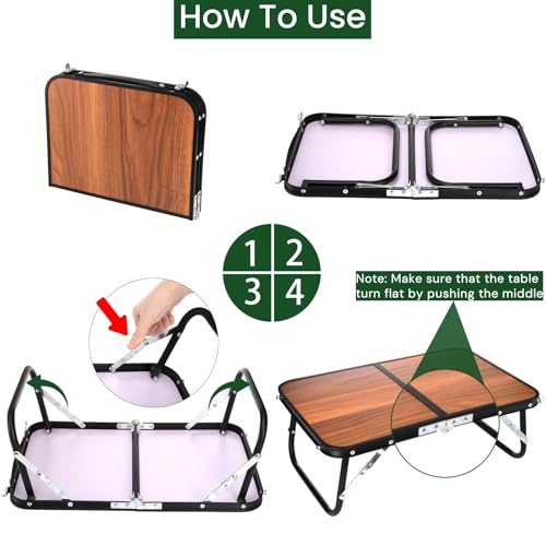 Folding Camping Table, Mini Portable Beach Table with Carry Handle, Ultralight Compact Picnic Dining Low Table for Grill, Indoor Outdoor, Garden, Patio, BBQ, Party