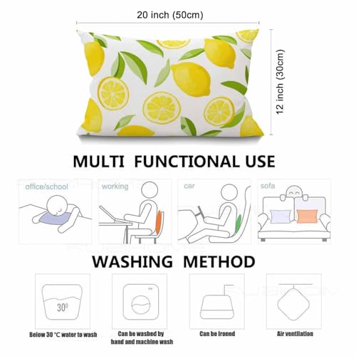 Smooffly Lemon Fruit Leaves Cotton Linen Throw Lumbar Pillow Case Cushion Cover Home Office Decorative Rectangle 12 X 20 Inches - color: Swn13
