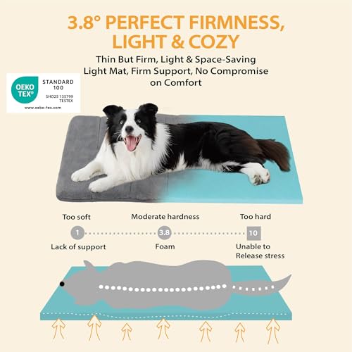 Dog Crate Pad for X Large Dog - 41x27 Memory Foam Dog Bed, Washable & Anti-Slip Dog Bed Mat, Ultra Soft Kennel Pad for Dogs Cozy Sleeping Mat, Grey - color: Dark, size: 41"L x 27"W x 0.8"H