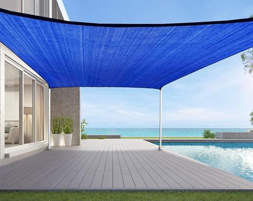 Quictent 12x16 ft Waterproof Sun Shade Sail for Patios 185G Polyester Fabric Cloth, 98% UV Block Outdoor Awning Shelter for Commercial, Backyard, Garden, Deck, Hardware Kit Included - color: Blue, size: 12 x 16 ft Waterproof, style: Rectangle