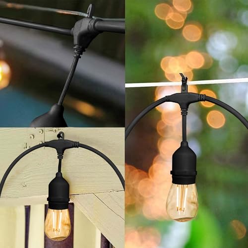 Banord Outdoor String Lights, 48FT Waterproof Patio Lights with 2W Dimmable LED Bulbs, for Outdoor Backyard, Garden, Deck, Porch, Gazebo, Balcony, Camping, Party - color: Black, size: 48FT