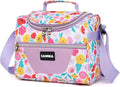 Insulated Cooler Lunch Bag 1.85gal/7L Flowers Reusable Lunch Box Tote for work Picnic Camping Gym Travel - color: 7L Small Flowers