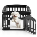 24" Plastic Dog Playpen 4-Panel Durable Pet Playpen for Puppies & Small/Medium Dogs, Portable & Foldable Pet Fence with Secure Locking Door, Black