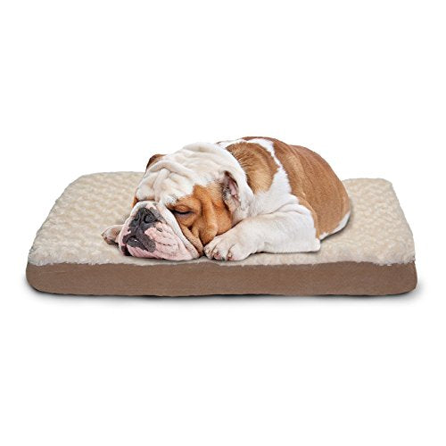 FurHaven Supportive Cooling Memory Foam Classic Mattress Dog Bed with Washable & Removable Cover - Plush Faux Fur/Suede Mattress - Chocolate, Dogs Up to 55 lbs - Large - color: Ultra Plush Curly Faux Fur (Chocolate), size: Large