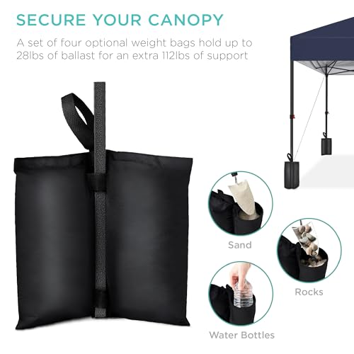 Best Choice Products 10x10ft Pop Up Canopy Tent, Outdoor Shade, 1 Person 1 Minute Set Up, Carry Case, 4 Weight Bags - Navy Blue - color: Navy Blue, size: 10x10ft