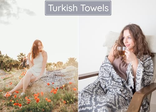 Premium Turkish Beach Towel – 35"x67" – 100% Cotton – Quick Dry Towel & Sand Free – Renaissance Black – Ideal for Travel & Pool - color: Renaissance Black