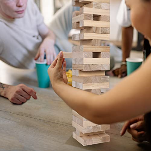GOTHINK Giant Tumble Tower Game, Large Tumbling Tower Stacking to Over 3.2 FT 60pcs Wooden Jumbo Blocks for Outside Yard Games w/Carry Case Timber Stacking Game Night Toy Gift for Kids Adults Family - size: M-Over 3.2FT