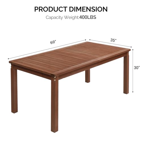 Outvita 3 Piece Outdoor Dining Set, Wood Patio Table and Benches, Indoor Outdoor Patio Furniture for Backyard, Poolside, Entryway, Porch