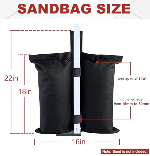 ABCCANOPY Canopy Weights 150 LBS Gazebo Tent Sand Bags,4-Pack Black (Without Sand) - color: Black, size: 150 Lbs