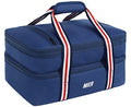 MIER Insulated Double Casserole Carrier Thermal Lunch Tote for Potluck Parties, Picnic, Beach, Fits 9 x 13 Inches Casserole Dish, Expandable by Mid Zipper, Navy - color: Navy