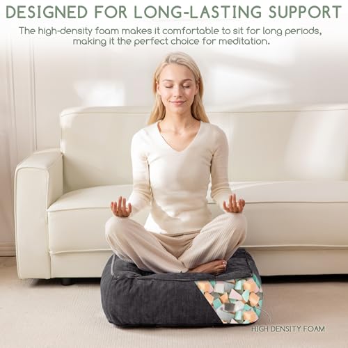 6" Extra Thick Floor Pillow Cushion for Adults, Meditation Cushion Pillow with Handle, Lustrous Chenille Tufted, Square Floor Sitting for Tatami Living Room or Yoga, 22x22 Inch, 2Pack, Dark Grey - color: Square Dark Grey, size: 6" Thick(pack of 2)