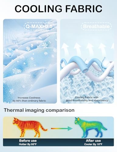 Dog Cooling Mat, Reversible Self-Cooling Mat for pet, Cool Fabric Top & Velvet Back, Portable Ice Cool Fabric Dog Bed, Easy Washable Summer Pets Cool Pad for Indoor Outdoor (XL(59.0″*39.8″)) - size: XL(59.0″*39.8″)
