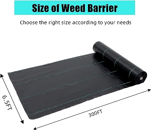 Broadfashion 6.5ft x 300ft Premium 3oz Pro Garden Weed Barrier Landscape Fabric, Durable & Heavy-Duty Weed Block Gardening Mat, Easy Setup & Superior Weed Control, Eco-Friendly & Convenient Design - size: 6.5ft x 300ft & 3 oz