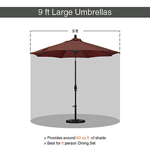California Umbrella 9' Round Aluminum/Fiberglass Umbrella, Push Open, Silver Pole, Olefin Terrace Adobe - color: Terrace Adobe