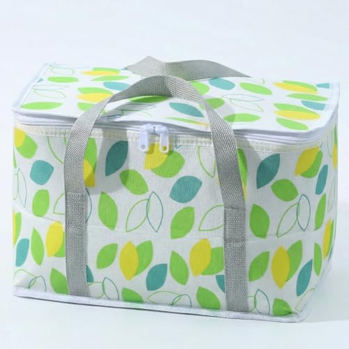 Insulated Picnic Bag Cooler, Reusable Beach Bag Cooler Bags with Zippered Top, Insulated Bag for Hot or Cold, Collapsible Picnic Basket for Picnic, Beach, Outdoor (13.7 * 7.8 * 7.8 in)