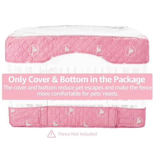 PJYuCien Dog Playpen Bottom Pad and Cover Fits for 36 Inch 4 Panels Exercise Pet Pen, Pink - style: Pink Bottom Cover Set, 36"Width, Pink ( Adhesive Tape Connections )