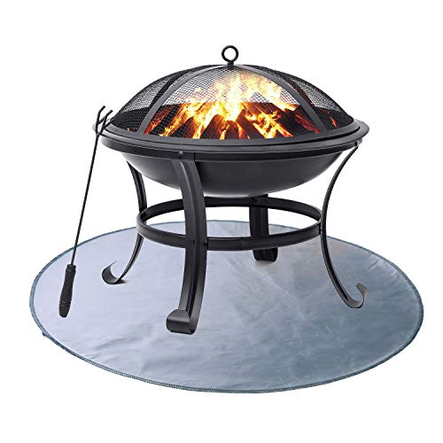 Fire Pit Mat, Round Grill Mat for Ground, Patio, Deck, Lawn, Outdoor or Campsite Protection Ember Mat Pad Silver (36‘’x36‘’) - size: 36‘’x36‘’