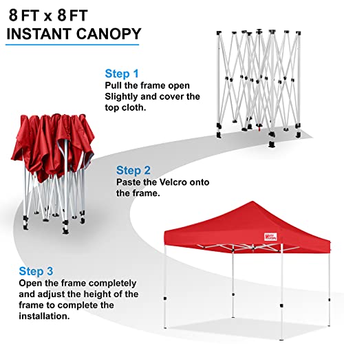 MASTERCANOPY Pop Up Canopy Tent Commercial Grade Instant Shelter (8x8, Red) - color: Red, size: 8x8