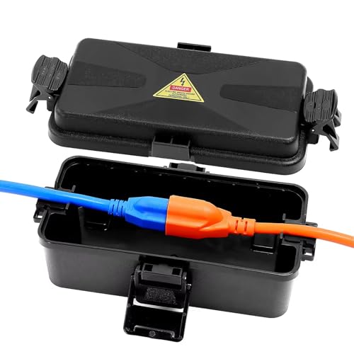 Outdoor Electrical Box Waterproof IP54 Black Outdoor Extension Cord Cover(Inner 6.5 x 3.5 x 2.2inch), Wall-Hangable Waterproof Box for Plug, Halloween, Christmas String Lights (1 PCS Black) - color: 1 PCS Black