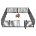 Dog Fence Outdoor for Yard Indoor Dog Playpen 32" Height 16 Panels Portable Dog Pen Metal Dog Kennel for RV Camping(Black-Silver) - size: 32" Height, style: 16 Panels