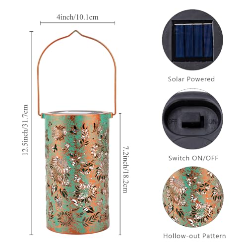 Solar Lanterns Outdoor Waterproof,Hanging Solar Lights for Garden Decor Outside,Sunflower Gifts for Women,Metal Lanterns Decorative Outdoor for Yard,Patio,Backyard,Porch-2 Pack - style: Sunflower-2 Pack