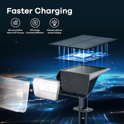 Linkind Solar Spot Lights Outdoor Waterproof IP67, 60 LED Solar Flood Lights 30% High Conversion Landscape Lighting for Garden Yard Pathway (6 Pack, Cool White) - color: Cool White, size: 6 Pack