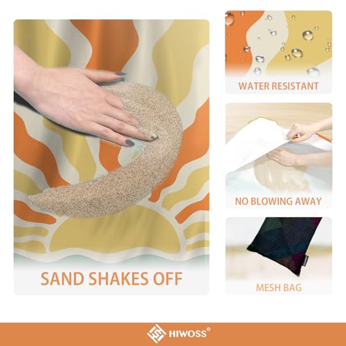 Beach Blanket Waterproof Sandproof Oversized 95”x 80”,Sand Free Beach Mat with Corner Pockets,Portable Mesh Bag for Beach Festival,Picnic,Travel and Outdoor Camping (Sunriseatsea) - color: Sunriseatsea