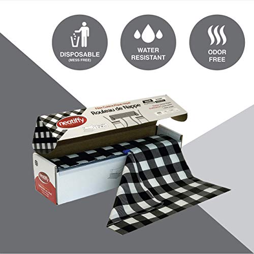 Neatiffy Disposable Plastic Table Cloth Roll | 54 in x 108 Ft Waterproof Tablecloth | Table Cover for Rectangle, Square, Round Oval Tables | Picnic, Party, Banquet, Birthdays, Weddings, BlackCheckered - color: Black Checkered