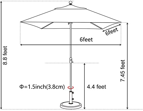 EliteShade USA 10-Year-Non-Fading 6x6Ft Square Market Patio Umbrella, UPF 50+ UV Protection Performance Sun Umbrella, Heavy Duty Commercial Grade Outdoor Table Umbrella with Crank, Windproof Vented Top for Garden, Pool, Deck and Outdoor Playsets, Black -