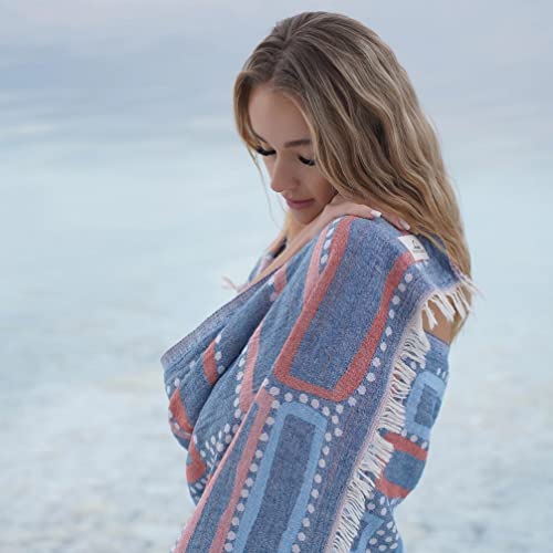 BAGNO MILANO Beach Towels Organic Turkish Cotton Soft, Quick Dry Oversized Turkish Towel Throw Blanket for Beach, Yoga, Spa, Pool (Lich Blue, Beach Towel) - color: Lich Blue