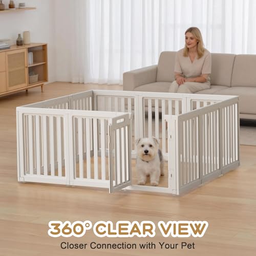 Dog Playpen, Clear Dog Pen, Dog Pen Indoor, Easy to Install and Remove Dog Play Pen, Puppy Playpen Suitable for Dogs, Cats,Dog Playpen Indoor (White, 23.6 inch Height, 12 Panels) - color: white, size: 23.6"Height