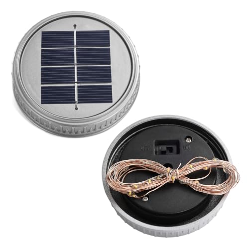 Cooo 2 Pack Crackle Glass Solar Lantern with 30 LED Firefly Lights– Waterproof Outdoor Hanging Lamp 215% Larger Solar Panel, Anti-Rust Lids Decorative Lighting for Garden Patio Table