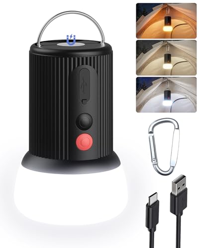 EZVALO LED Rechargeable Camping Lantern, 6000mAh Emergency Outdoor Tent Light for Camping, IPX5 Water Resistant Portable Tent Lantern for Hiking, Backpacking, Fishing, Hurricane, Outages (Black) - color: Black