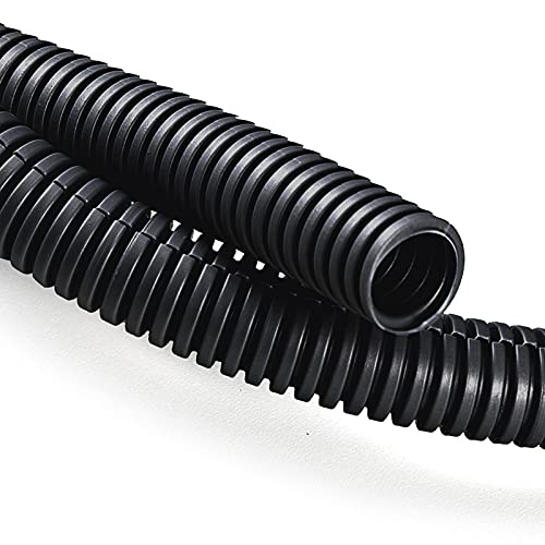 ZhiYo 20FT 1/4” Wire Loom Split Tubing Auto Wire Conduit Flexible Cover | High Temperature Heat Resistant -40F to 257F | Plastic Cover for Electrical Wires & Cables, Black - color: Black, size: 20FT 1/4"