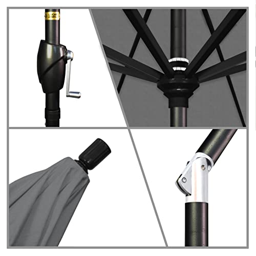 California Umbrella 9' Rd Pacific Trail Series Aluminum Patio Umbrella, Crank Lift, Push Button Tilt, Black Finish, Sunbrella Charcoal Fabric - color: Charcoal