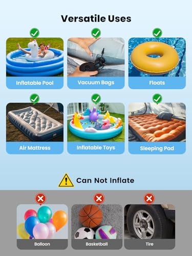Dr.meter Air Mattress Pump, 3 Ways Powered Portable Electric Air Pump with 3-Nozzle AC 110V, DC 12V, Battery Operated Quick-Fill Inflator Deflator for Inflatable Pool Float Air Bed Boat Swimming Ring - style: HT-401