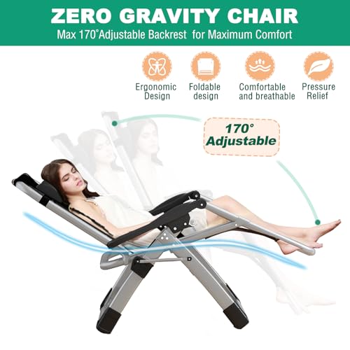 LILYPELLE Zero Gravity Chair Oversized XL, Premium Lawn Recliner Folding Portable Chaise Lounge with Detachable Cushion, Headrest and Cup Holder, Reclining Patio Lounger Chair - color: Oversized Blue, style: Zero Gravity Chair