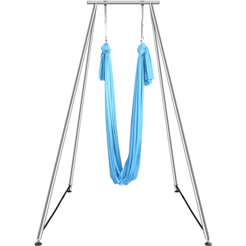 VEVOR Yoga Stand Frame, Max 441-551 lbs Load Swing Stand, Triangular Structure Aerial Rig, Aerial Silk Stands with Yoga Hammock, Standard & Height-Adjustable Version - color: Blue, style: Standard Version