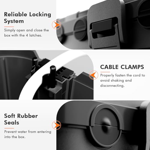 RESTMO 5-Piece Outdoor Waterproof Electrical Box Set – 12.5" x 8.5" x 5" Large & 7.1" x 2.3" x 2.3" Small, Weatherproof Boxes for Power Strip, Outlet, Plug, Socket, Timer, Holiday Light, Black - color: Black