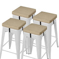 AddGrace Anti-Slip Bar Stool Cushions Square Bar Stool Seat Cushions with Ties Set of 4 Small Square Chair Pads with Machine Washable Cover 12"X12"X2" (Beige) - color: Beige