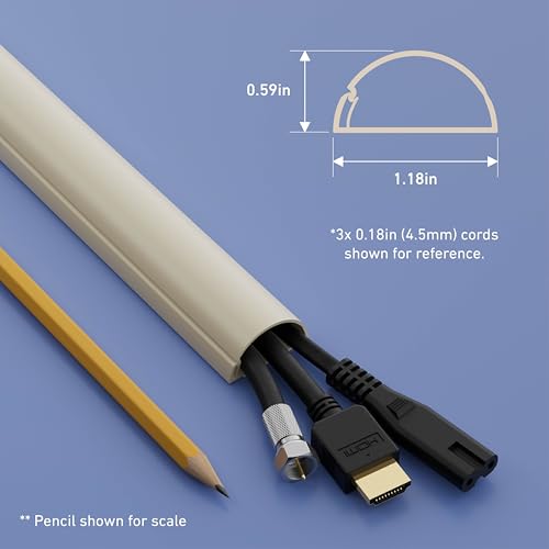 D-Line Half Round Cord Hider, Patented Cable Cover, Hide TV Wall Mount Wires, Raceway for Cords, Decorative Wire Covers, Paintable, Adhesive Cable Concealer - 2X 1.18in W x 0.59in H x 39in L - Beige - color: Beige, size: 1.18x0.59in - 2x 39in