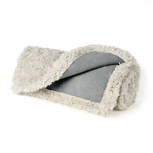 Kritter Planet Waterproof Dog Blankets for Small Dogs, Puppy Blankets for Litter, Cat Blankets for Indoor Cats Washable, Reversible Fleece Pet Mat for Crates, Car Seats, and Furniture - color: Gray/Taupe, size: 30"x25"