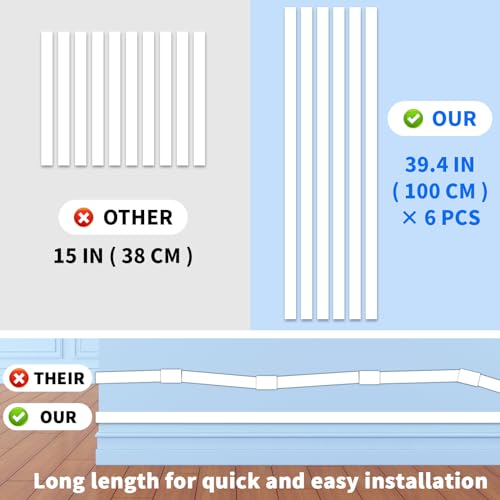 Extra-Long Paintable Cord Cover Hider for Wall Mounted TV - 6x 39.4in TTL 236in