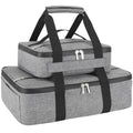 Insulated Casserole Carrier for Hot or Cold Food, Fits 8"-15" Baking Dish，Thermal Food Carrier Bag, Lasagna Lugger Tote for Potluck Parties/Picnic/Cookouts/Lunch, Grey，2 Pack