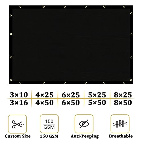 Shade&Beyond 4' X 25' Fence Privacy Screen Heavy Duty 170 GSM Fencing Mesh Shade Net Cover for Wall Garden Yard Backyard Indoor Outdoor Home Decoration, Black - color: Black, size: 0 4' x 2 5'