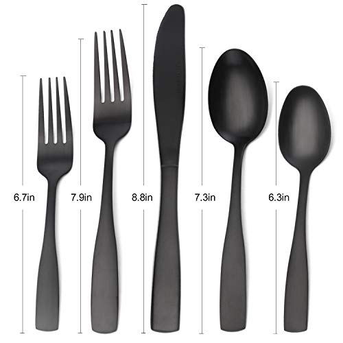 O.C.E. Matte Black Silverware Set, O.C.E. Satin Finish 30-Piece Stainless Steel Flatware set, Tableware Cutlery Set Service for 6, Utensils for Kitchens, Dishwasher Safe - color: Matte Black, size: 30-Piece