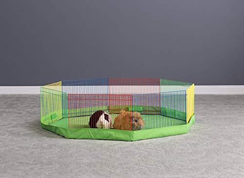 Prevue Pet Products Multi-Color Small Pet Playpen - Small Animal Pen for Rabbits, Guinea Pigs, Hamsters, Tortoises, Bunny Enclosure, Easy to Assemble, Indoor & Outdoor Play - Multi-Color