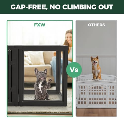 FXW AuraSpace Acrylic Indoor Dog Playpen for Small and Medium Dogs, 30 Inch, 10 Panels, Black - color: Black, size: 30"H